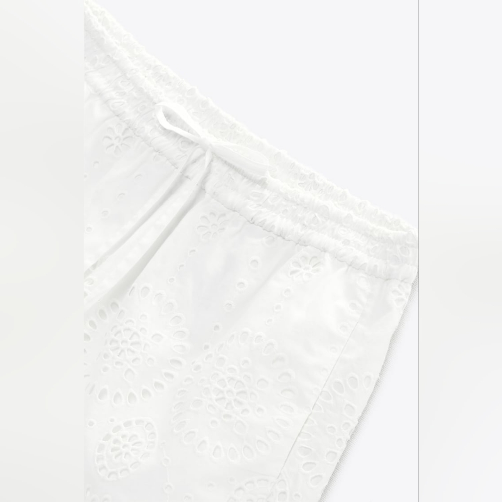 ZARA EMBROIDERED EYLET SHORTS - Picture 6 of 7